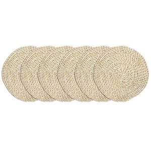 Mats Pads 6 Pack 11,8 дюйма круглый ручной работы кукурузная соломенная шелуха тканая плацмат плетеная ротанговая трава пристани