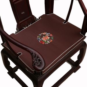 Custom Brodery Flower Chair Gap Seat Pad Comfort Concave Fåtölj Sittande Kudde Kinesisk Silk Satin Anti-Slip Mat Heminredning
