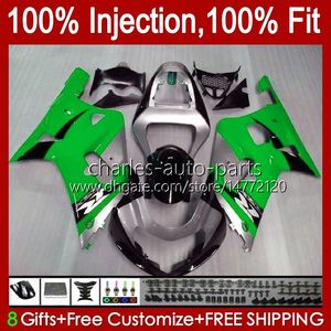 Silver Green Injection Mote Fairings för Suzuki GSXR600 GSXR750 600CC 750cc K1 01 02 03 37NO.111 GSXR-750 GSXR 600 750 CC GSXR-600 2001 2002 2003 GSX-R750 01-03 OEM-kropp