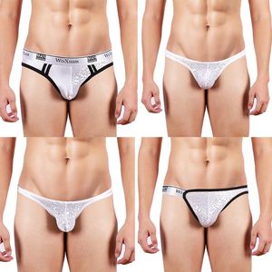 Underbyxor Män Underkläder Briefs Thongs Jockstrap Lace Pattern Slip Homme Panties Cuecas String Ropa Interior Hombre Bikini Tanga