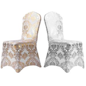 Gold Silver Colour Print Chair Cover Pattern Lycra For Wedding Party Decoration Price Spandex Fit All Covers