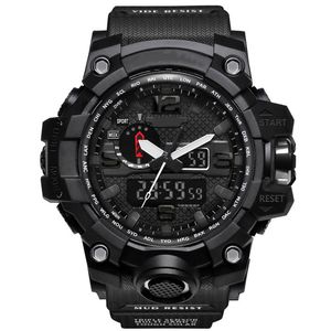 Новые мужские военные спортивные часы, аналоговые цифровые светодиодные часы, ударопрочные наручные часы, мужские электронные силиконовые часы, подарочная коробка Mo239F
