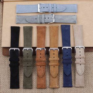 Soft Suede Leather Watch Band 18mm 19mm 20mm 22mm 24mm Blue Watch Straps Stainless Steel Buckle Watch Tillbehör H1123