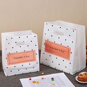 50pcs 감사합니다 플라스틱 쇼핑백 손잡이와 함께 선물 가방 크리스마스 웨딩 파티 가방 사탕 케이크 포장 가방 포장 가방 210323