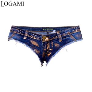 Logami Mini Şort Seksi Düşük Bel Denim Mikro Kadınlar Parti Clubwear Bayanlar Kısa Feminino Jeans 210722
