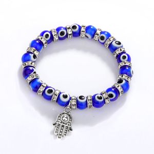 8 -миллиметровая индейка злые голубые глаза браслеты браслеты Hamsa Bard Bracelet Мужчины женщины модные украшения дружба браслет