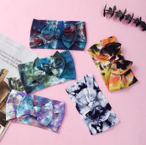 Baby Stirnband Tie Dye Bow Haarbänder Elastische Nylon Kopfbänder Breite Bandanas Mode Mädchen Kopfbedeckung Haarschmuck 23 Designs DW5832