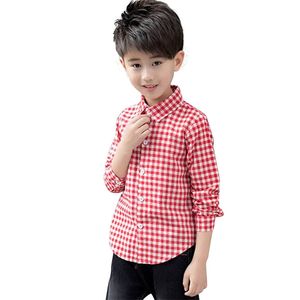 Shirts For Boy Plaid Boys Turn Down Collar Shirt Kids Spring Autumn Casual Clothes 6 8 10 12 14 Year 210527