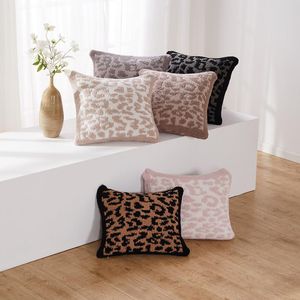 Wholesale leopard pillow cases resale online - Pillow Case Barefoot Leopard Dreams Half Cashmere Knitted Cover Sofa Cushion Bedroom Home Decor