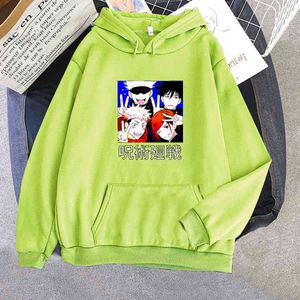 Jujutsu Kaisen Anime Hoodie 여성 Gojo Satoru 인쇄 2021 봄 미학 스웨터 Harajuku Pullovers Streetwear Goth Clothes Y0820