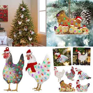 Decorações de Natal Scarf Galinha Ornaments 2021 Xmas Presente Merry para Home Natal Navidad Ano 2022