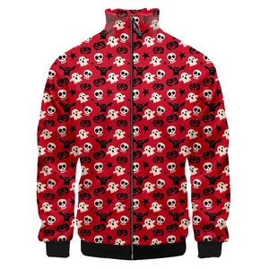 Men's Jackets Custom Plus Size Cartoon Skull Stand-up Collar Man Jacket 3D Print Pumpkin Zipper Long Sleeve Coat Oversize Sportswear Wholesa