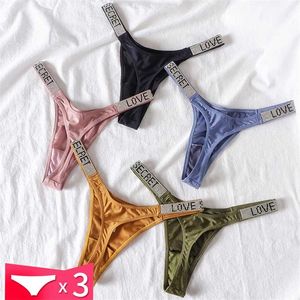 3 pcs sexy mulheres pantie cristal underwear tanga baixa ascensão ginásio ginásio tanga para fêmea push up moda lingerie 211105