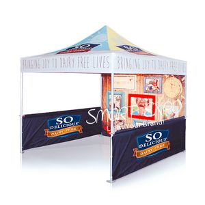 10x10ft Pop Up Canopy Çadır için Promosyon Reklam Ekranı 600D Polyester Tam Renkli Baskı Tekerlekli Çanta