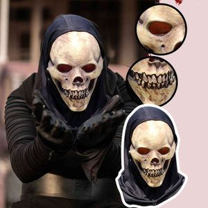 2021 Casco maschera a testa intera con teschio con mascella mobile Polvere horror Halloween Cosplay Maschere copricapo Accessori di abbigliamento per feste