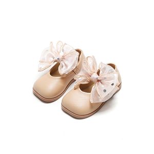 Детская обувь для девочек с бантом, весенне-осенняя детская обувь принцессы из искусственной кожи, вечерние танцевальные туфли