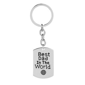 Fashion Lettering Key Rings For Men B est Dad In The World Cross Round Heart Mama Bear Silver Love Son Keychain Jewelry Fathers Mothers Day Couples Gift