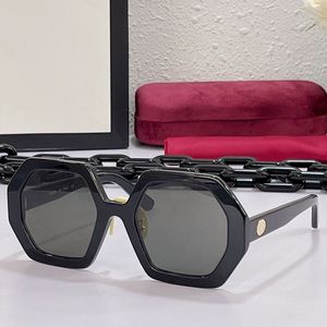 Moda Okulary 0772s Kobiet Klasyczna Czarna Rama Girt Oversized Chain UV400 Plaża Okulary Wakacje Kobiety Wyciąg Designer Wysokiej Jakości 1: 1 Z Pudełkiem