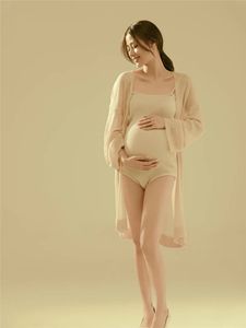 Stickad moderskapsfotografering päls jumpsuit för baby shower sexig graviditet skytte bodysuit söt gravida kvinnor kläder foto prop