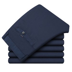 Calças Casuais Homens 100% Algodão Flanela Pant Negócios Confortável Calças Longa Fino Streetwear para Homem Marinho Preto 211112