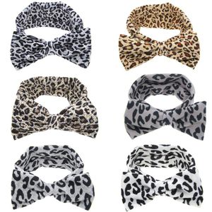 2022 Ny stil Infant Baby Girls Print Leopard Headbands Toddler Bomull Bow Headwear Bebor Percision Hårtillbehör