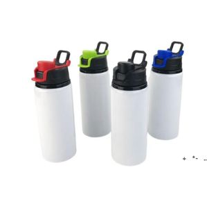 Portable 600ml Sublimation Blanks 20oz Water Bottle Sport Tumbler Aluminum Mug Wide Mouth Drinking Cups With Lids 4 Colors seaway RRA11734