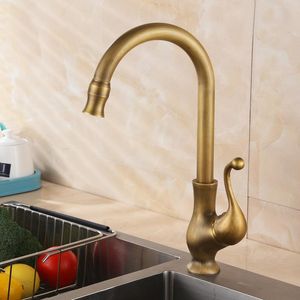 1pcs Designed Deck Mounted Antique Brass Kitchen Faucet With Cold And Hoted Water supply Other Faucets Showers Accsories XHH21-386