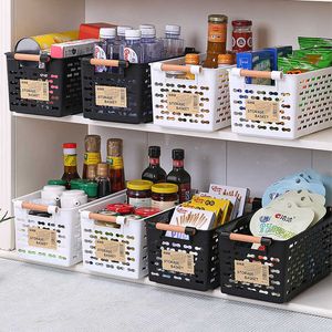 Cesta de armazenamento de cozinha plástico multi-funcional legumes frutíferas com capa para organizadores caixa 210609
