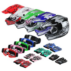 ドットオートバイの若者の子供の子供のヘルメットフルフェイスモトクロスCasco MotoオフロードストリートゴーグルグローブバイクヘルメットATVコンデンサ