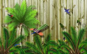 壁紙注文の壁紙寝室の装飾熱帯の鳥の森東南アジアの背景3D壁画壁紙