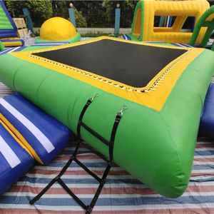 Other Sporting goods 4x4m Custom squar Inflatable Jumping Bouncer Floating water Trampoline For sea Park