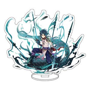 Hot Anime Figure Genshin Impact Zhongli Diluc Venti Klee Keqing Qiqi Acrylic Stand Model Plate Desk Decor Standing Sign Fan Gift Y0728