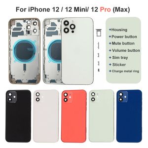 Skal för iPhone 11 12 Mini Pro Max Baksida Glas Mellersta ram Chassi Batteri Bakre skal Fullt hölje Montering