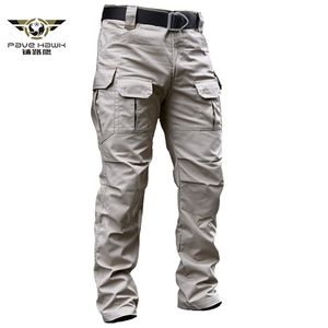 Militar Tactical Cargo Calças Stretch Stretch Stretch Combate Rip-Stop Muitos Bolso Army Long Calças Algodão Casual Trabalho 211119