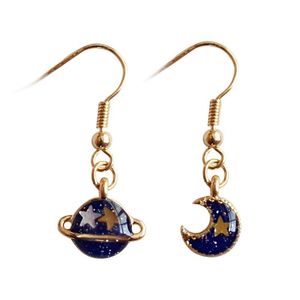 Ornament Day System Dream Starry Sky Series Blue Star Moon Ear Hook Long Earrings For Women Jewelry Oorbellen Pendientes Mujer Dangle & Chan
