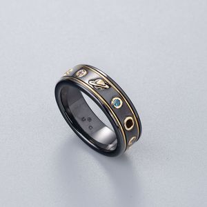 Solitaire anel preto branco banda de cluster de cerâmica anéis de baguea anilos para homens e mulheres noivado casal de casas de jóias presentes