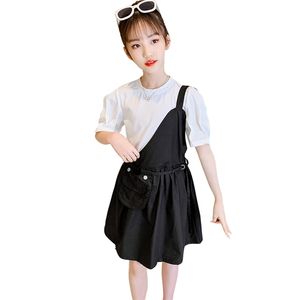 女の子の服ポケット子供たち夏の10代カジュアルスタイルの衣装6 8 10 12 14 210527