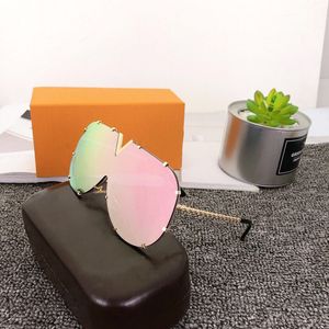 0926 Männer Frauen Designer Sonnenbrille Mode Ovale Sonnenbrille UV-Schutzbeschichtung Spiegellinse Rahmenloser farbplattierter Rahmen mit Box