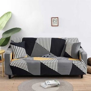 Stretch Sofa Cover for Living Room Geometric Slipcover Elastic Couch Different Shape L-shaped Dust Protective 211207