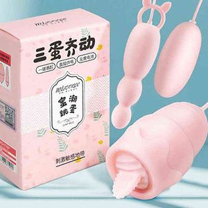 Ovos Bola vaginal multi frequência três em um dispositivo masturbação feminino casal vibrador flertando estimulação sugando brinquedos sexuais 1124