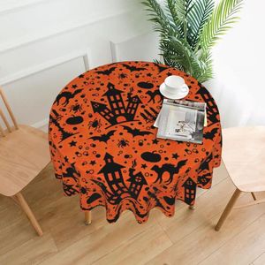 Tabela Pano de Halloween House Padrão Redondo Toalha de Tablecloth Decorativo Impresso Protetor de Tampa Poliéster