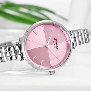 Top CURREN brand Women watch Fashion Design Quartz Watches Women's Dress Luxury Bracelet Clock Ladies simple girl Wrist watches 210517