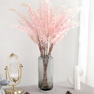 Decorative Flowers Wreaths Forks Pink Artificial Real Touch Fake Green Leaves For Wedding Decoration Home Office Party Yard Garden Decor