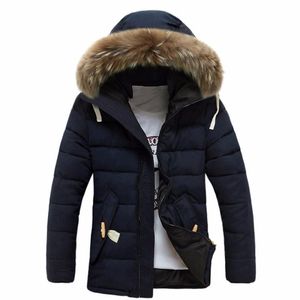 Męskie kurtki zima gruba ciepła bawełniana z kapturem kurtka plus size dla mężczyzn Faux Fur Fllar zamek błyskawiczny długi rękaw chaquetas hombre m-3xl
