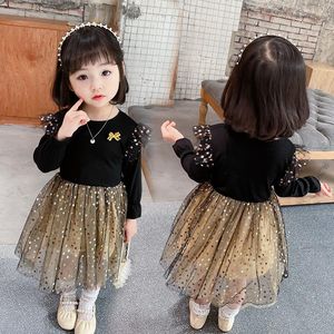 Kızın Elbiseleri Toddler Kızlar Tül Vintage Kış Uzun Kollu Siyah Tutu Parti Elbise Çocuklar Için 2-8 Yıl Xmas Hediye Casual Çocuk Giysileri