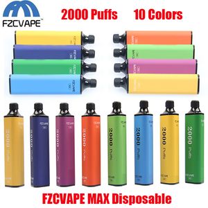 Original FZCVAPE MAX Disposable Pod Device Kit E Cigarette 2000 Puffs 1000mAh Battery 5ml Prefilled Cartridge Vape Stick Pen Vs Bang XXL Air Bar Gunnpod % Authentic