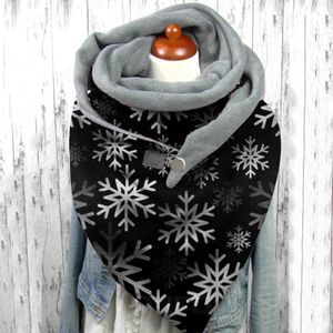 2021 Fashion Winter Women Scarf Soild Snowflake Print Button Soft Wrap Casual Warm Scarves Shawls Scarf Women Y1020