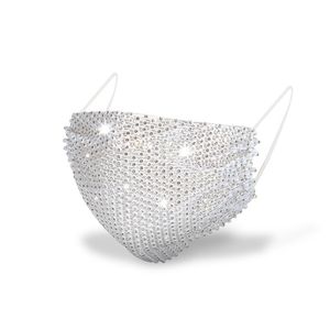 Fashion Mesh Kolorowe Bling Diamond Mask Rhinestone Siatka Siatka Ochronna Zmywalna Spersonalizowana Nocny Rynek Sexy Hollow Maski