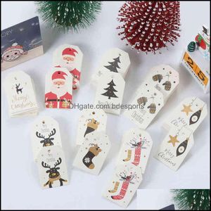 Greeting Cards Event & Party Supplies Festive Home Garden 50Pcs Kraft Tags Merry Christmas Labels Gift Wrap Paper Hang Santa Claus Xmas Diy