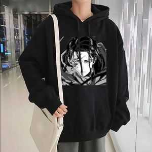 Eren JGer Attack på Titan Anime Tryckta Mäns Sweatshirt Unisex Winter Oversize Casual Pullover Streetwear Women Winter Hoodies Y0927